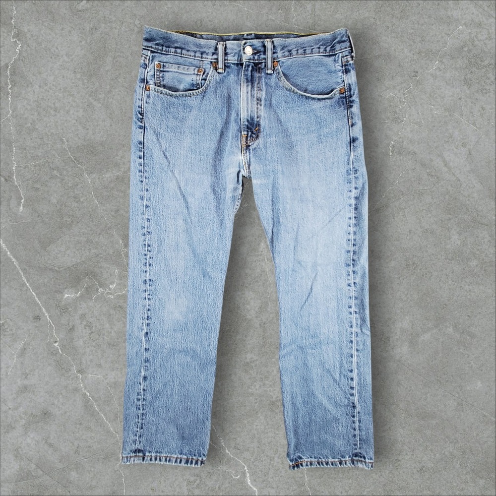Levi's 501 Straight Leg Jeans Mens 34x29 Light Wash Blue Denim Button Fly